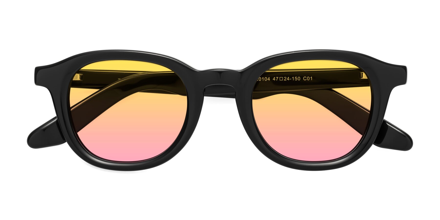 Folded Front of Titus in Black with Yellow / Pink Gradient Lenses