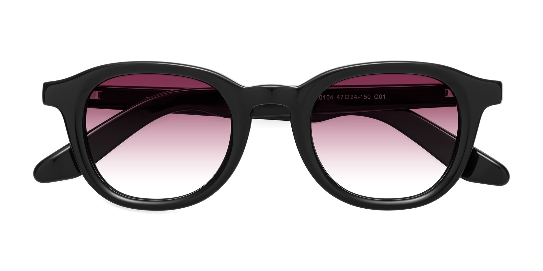 Folded Front of Titus in Black with Wine Gradient Lenses