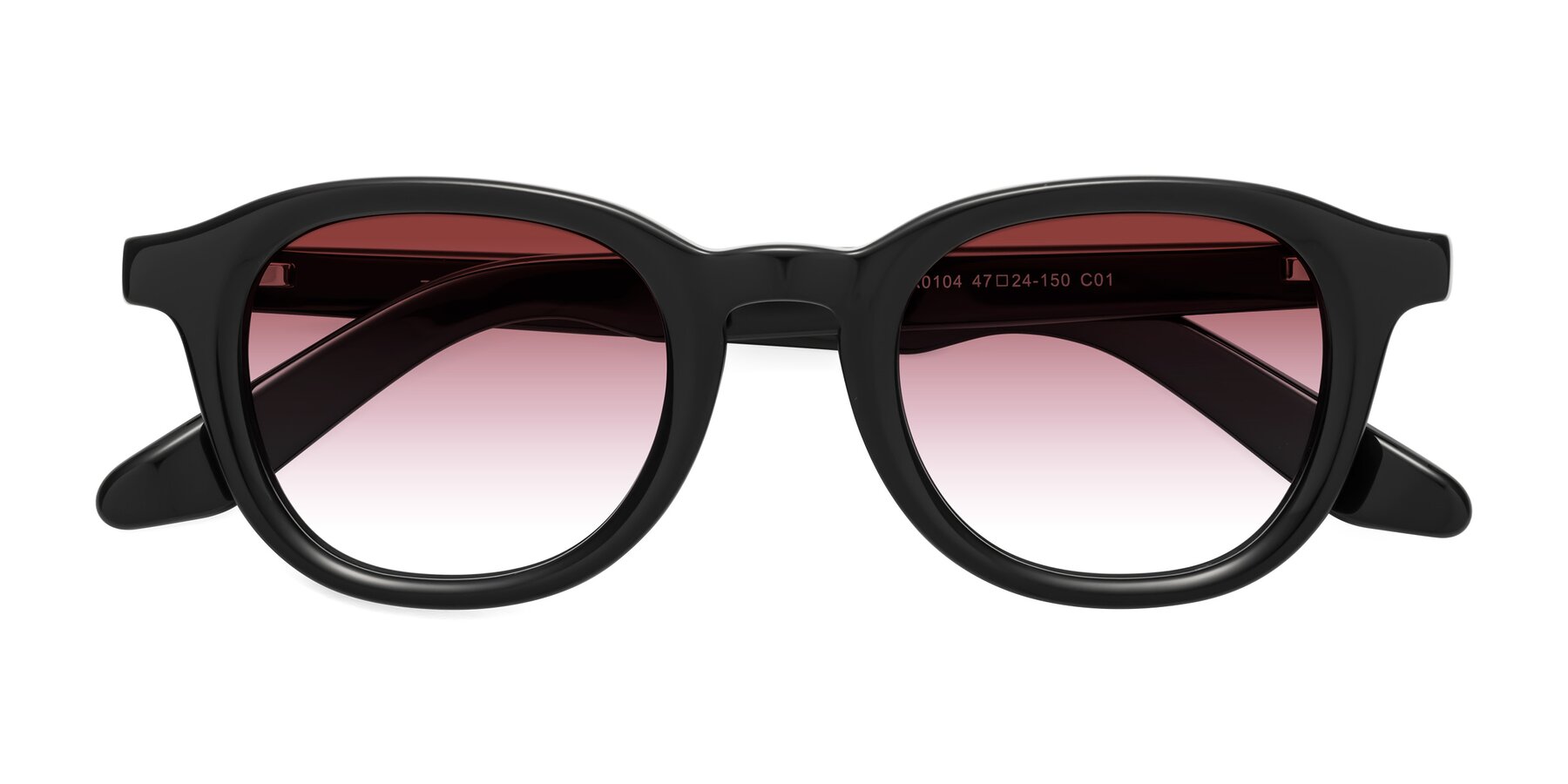 Folded Front of Titus in Black with Garnet Gradient Lenses