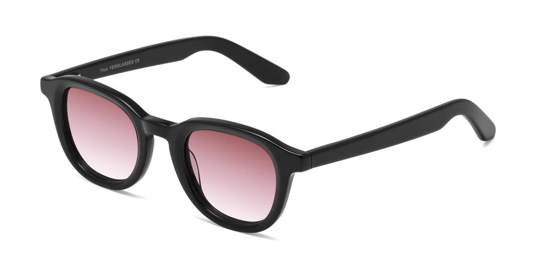 Angle of Titus in Black with Garnet Gradient Lenses