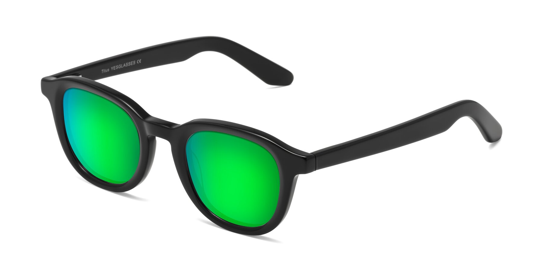 Angle of Titus in Black with Green Mirrored Lenses