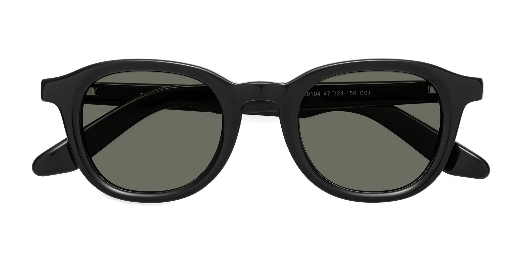 Folded Front of Titus in Black with Gray Polarized Lenses