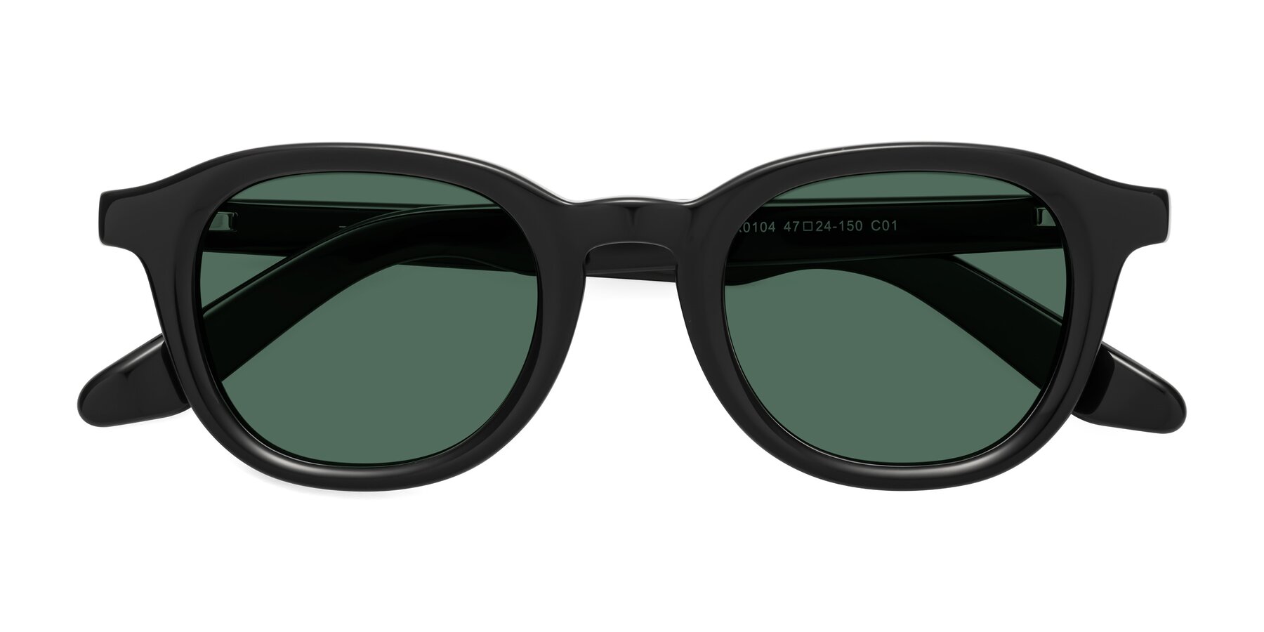 Folded Front of Titus in Black with Green Polarized Lenses
