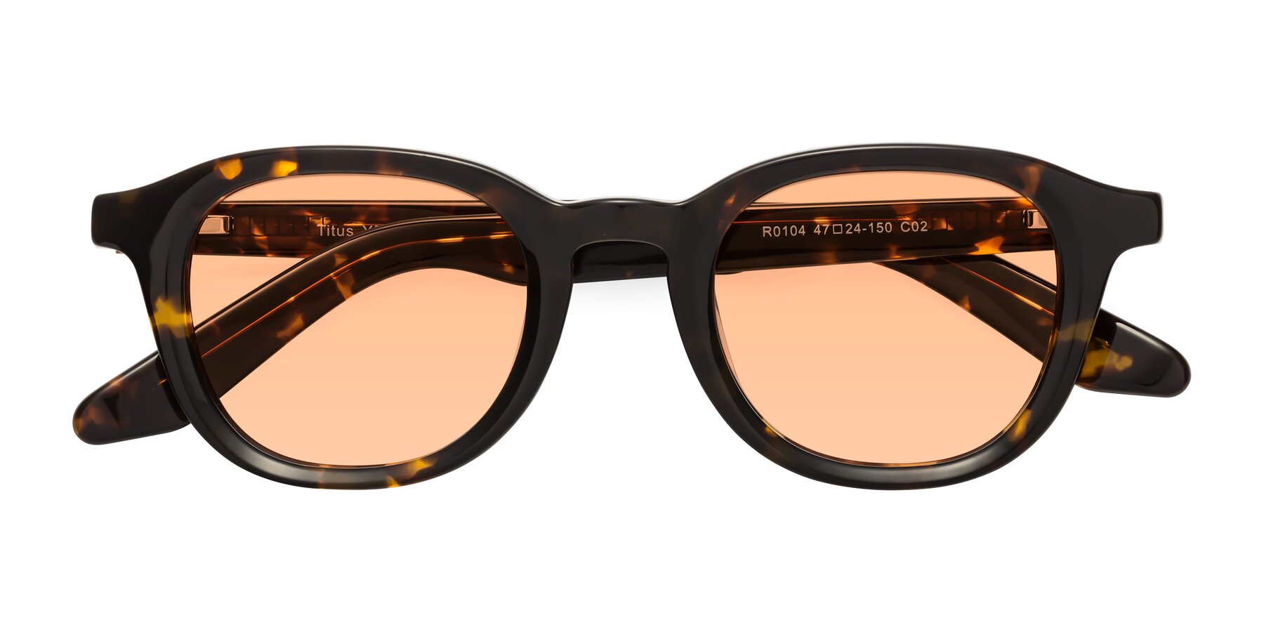 Folded Front of Titus in Tortoise with Light Orange Tinted Lenses
