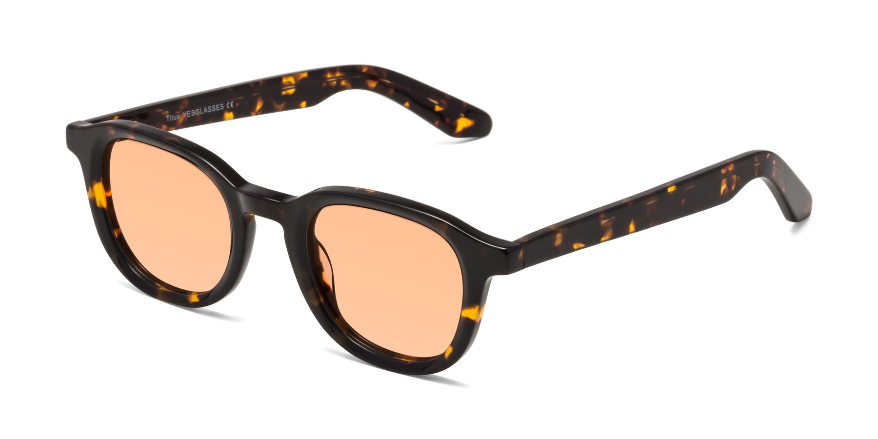 Angle of Titus in Tortoise with Light Orange Tinted Lenses