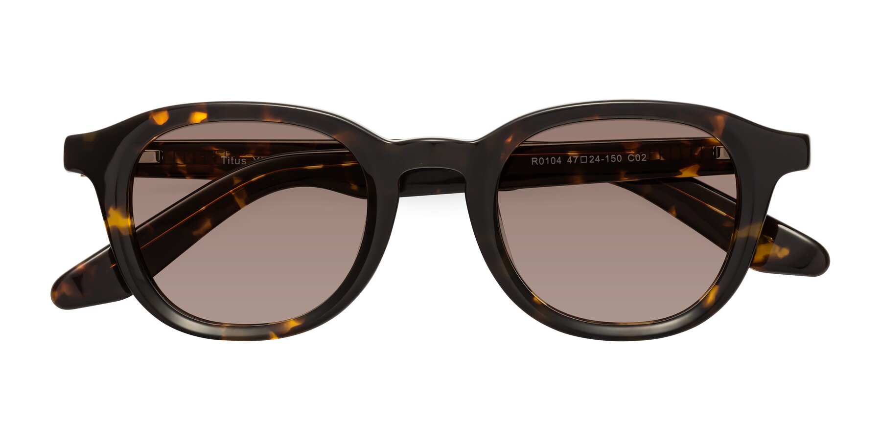 Folded Front of Titus in Tortoise with Medium Brown Tinted Lenses