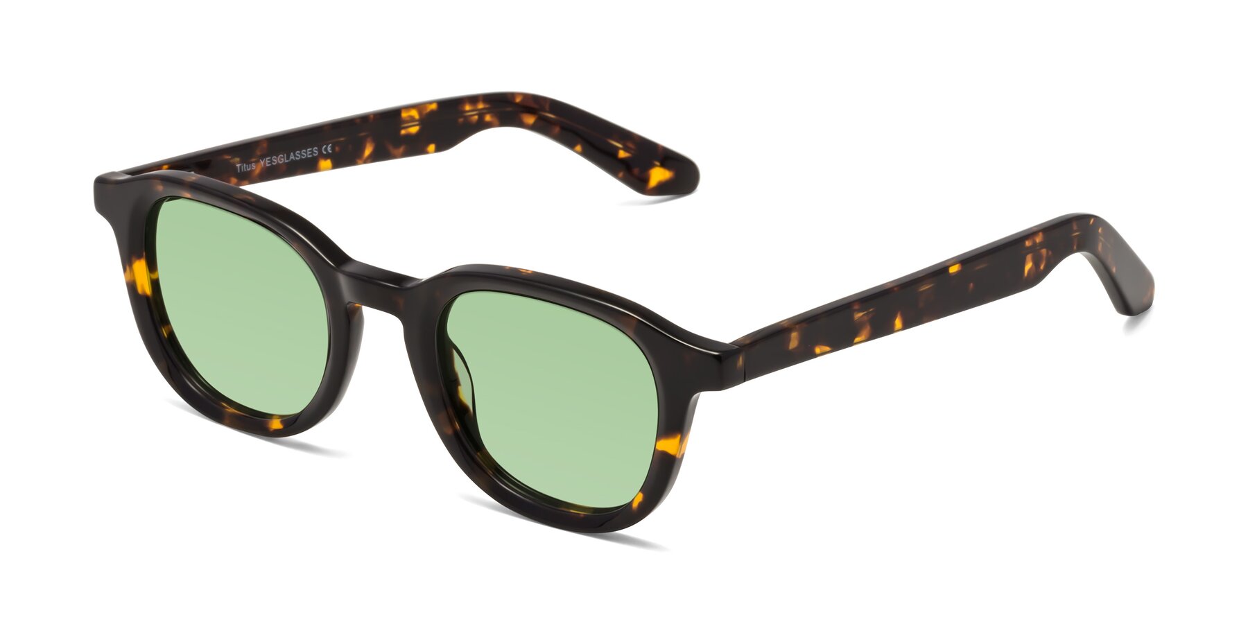 Angle of Titus in Tortoise with Medium Green Tinted Lenses