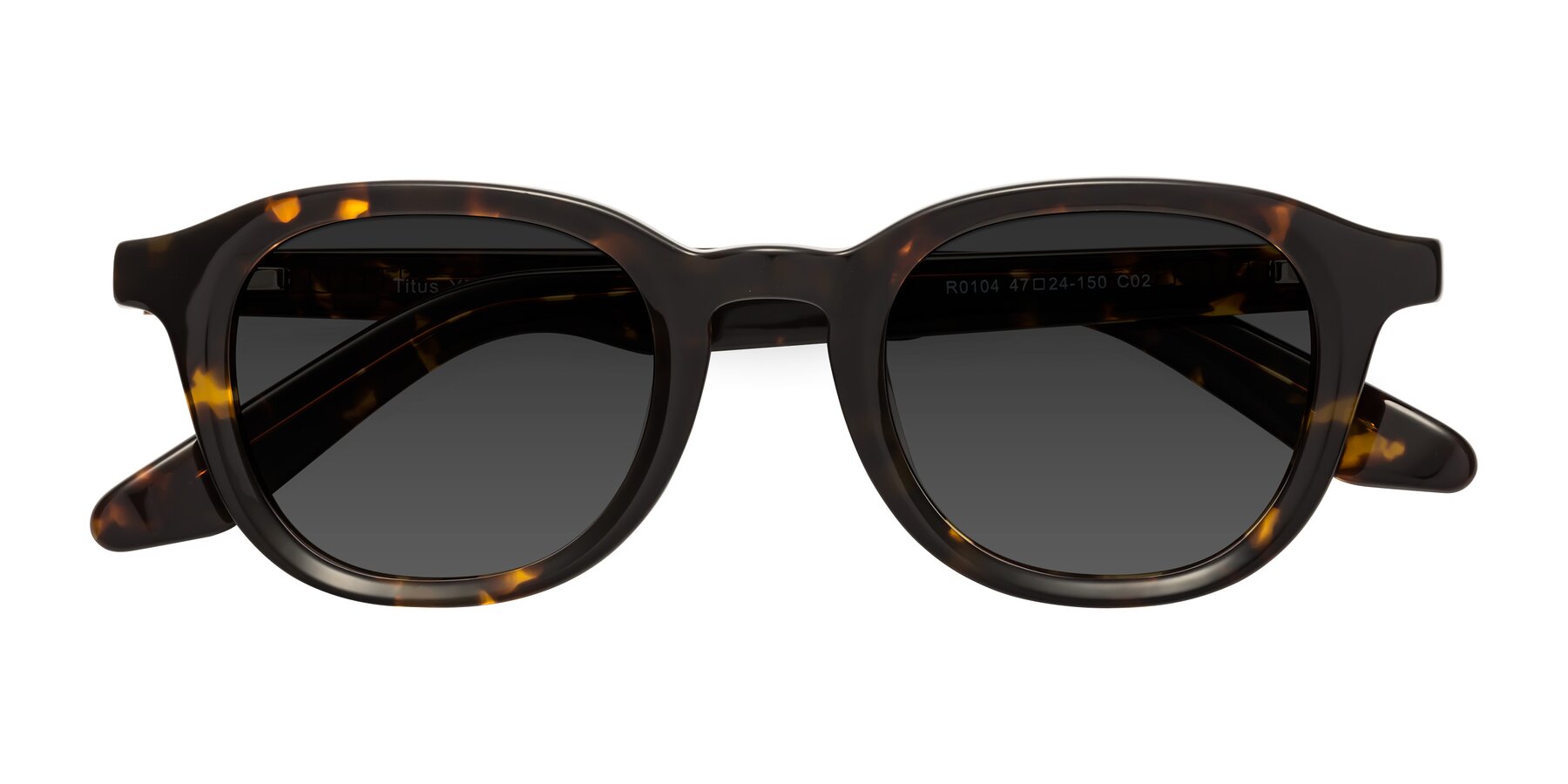 Folded Front of Titus in Tortoise with Gray Tinted Lenses