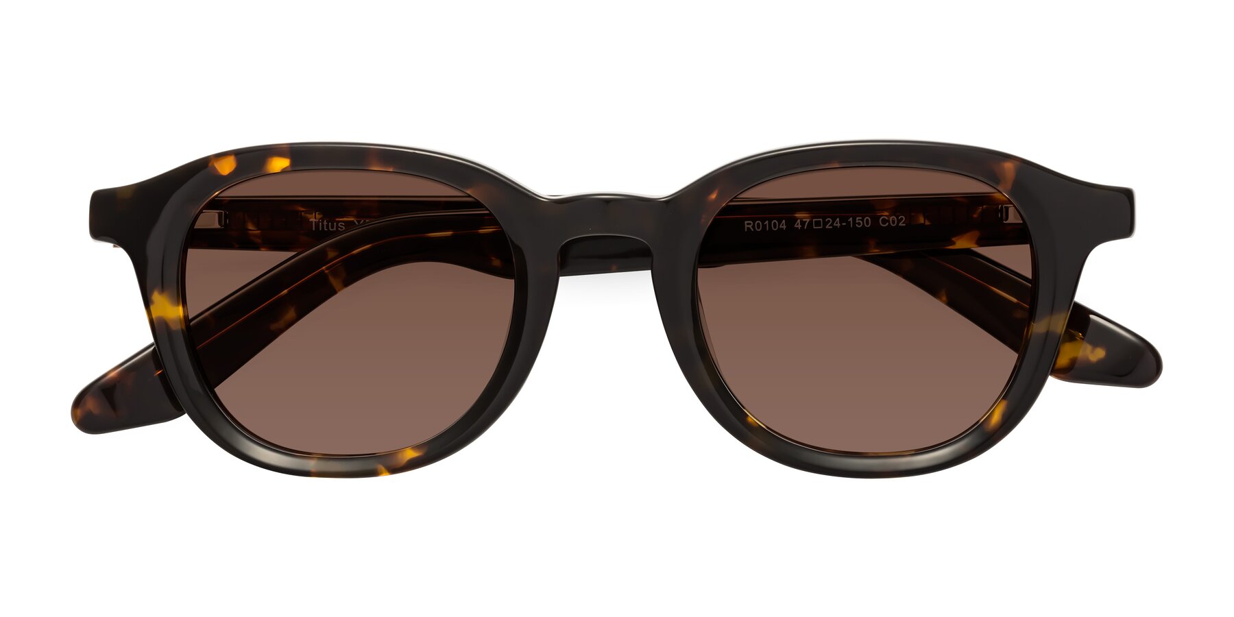 Folded Front of Titus in Tortoise with Brown Tinted Lenses