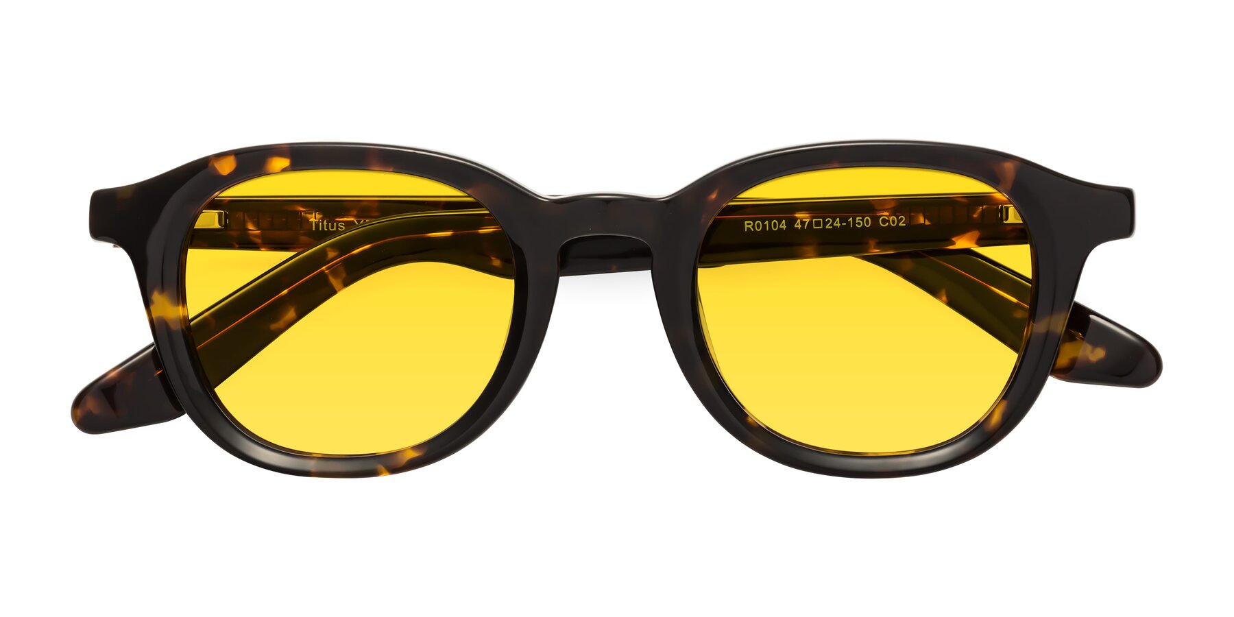 Folded Front of Titus in Tortoise with Yellow Tinted Lenses