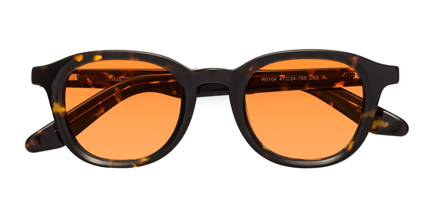 Folded Front of Titus in Tortoise with Orange Tinted Lenses