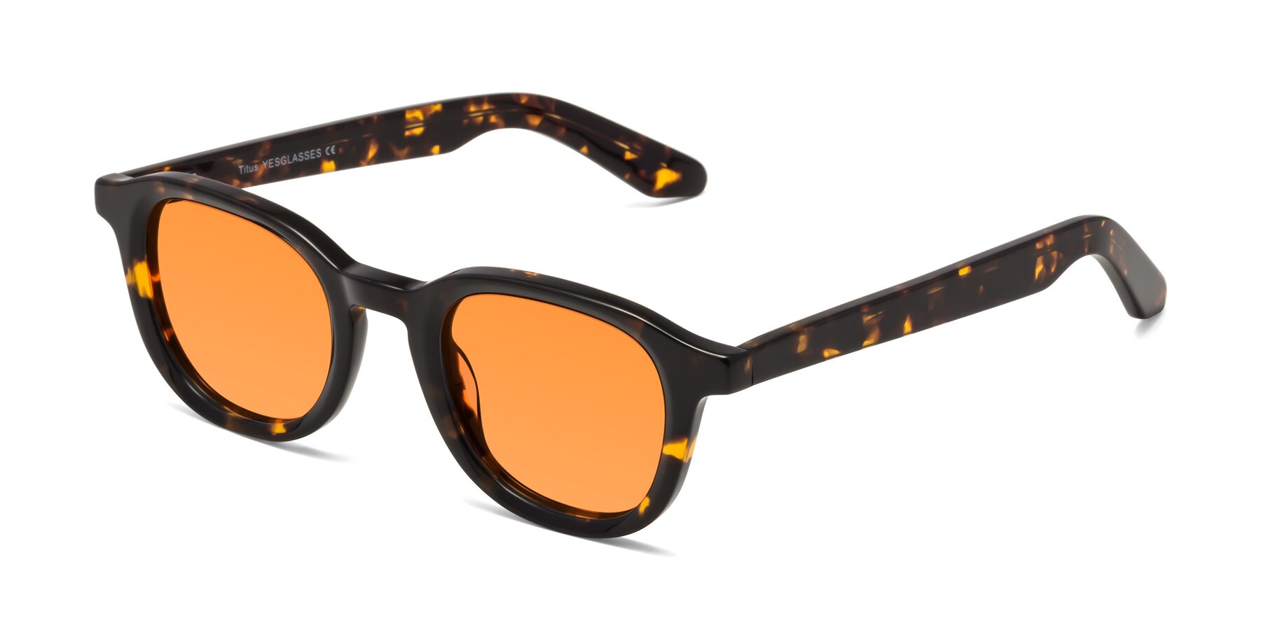 Angle of Titus in Tortoise with Orange Tinted Lenses