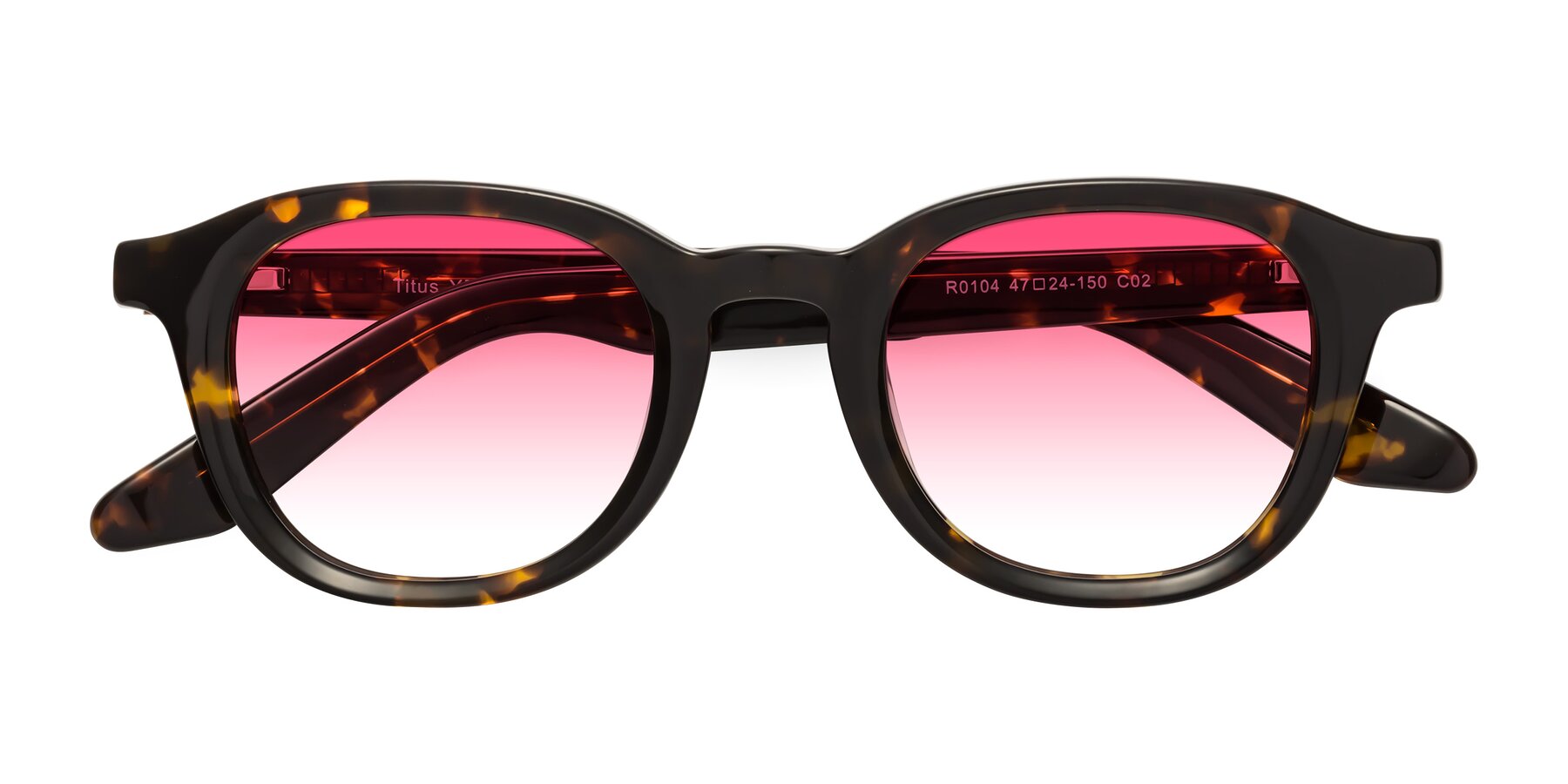 Folded Front of Titus in Tortoise with Pink Gradient Lenses