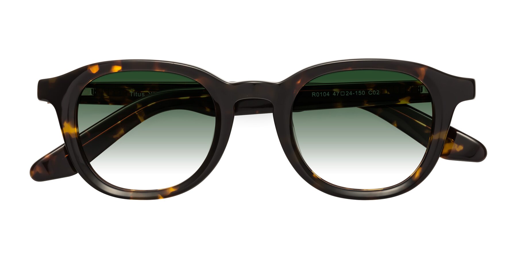 Folded Front of Titus in Tortoise with Green Gradient Lenses