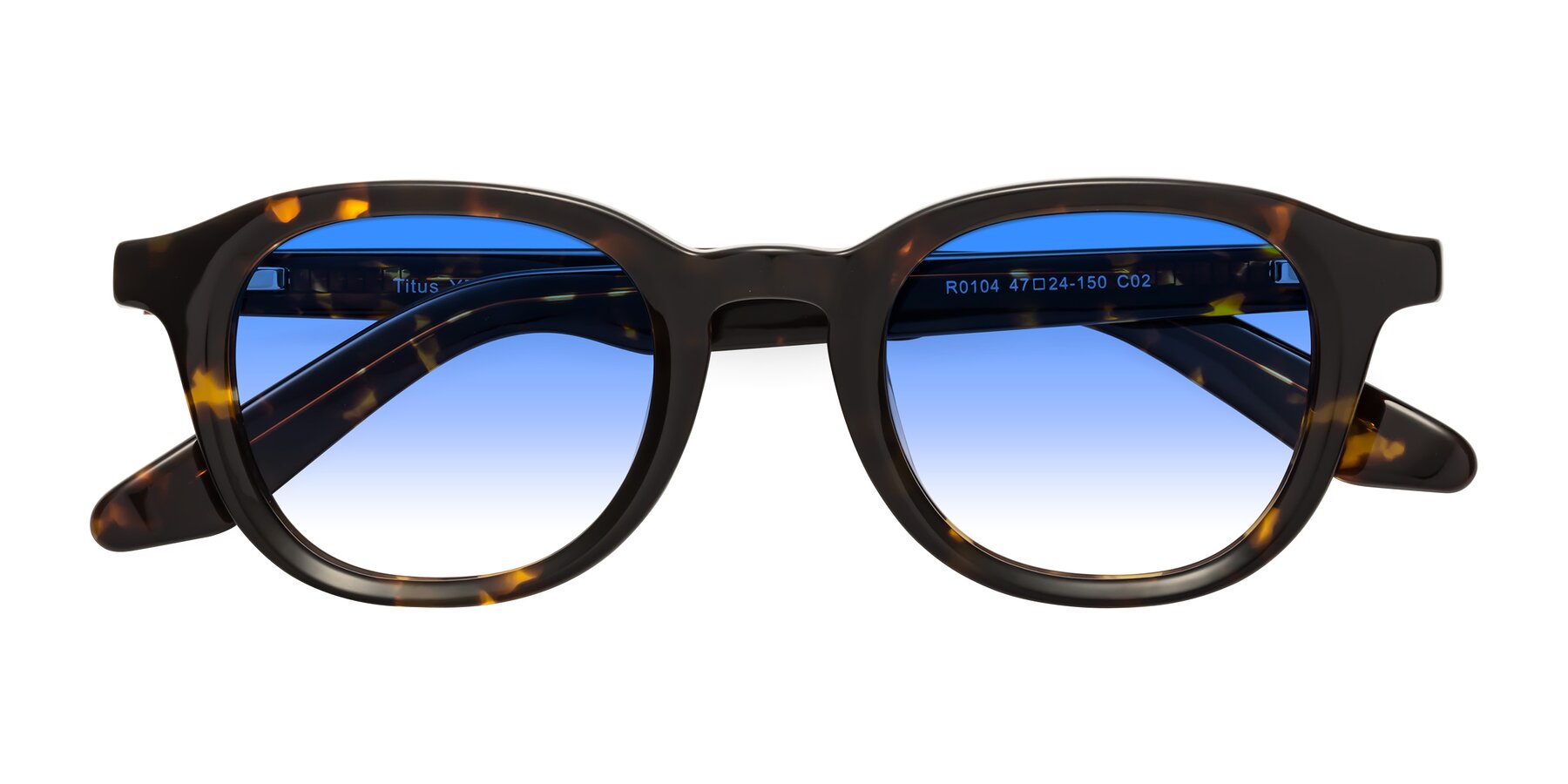Folded Front of Titus in Tortoise with Blue Gradient Lenses