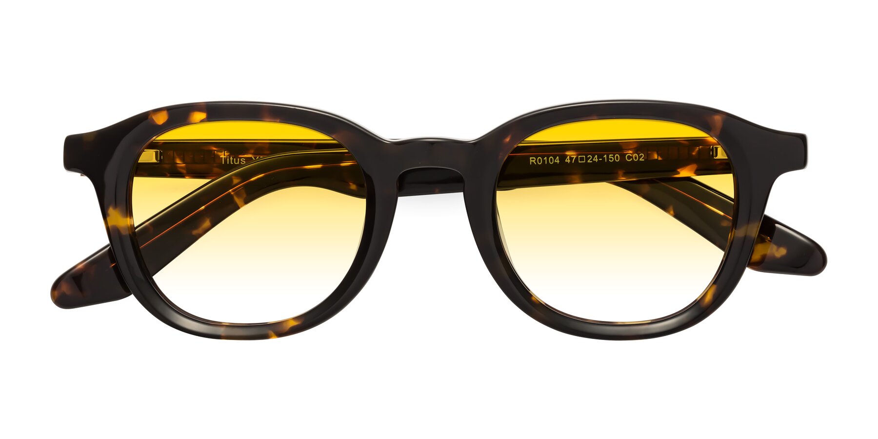 Folded Front of Titus in Tortoise with Yellow Gradient Lenses