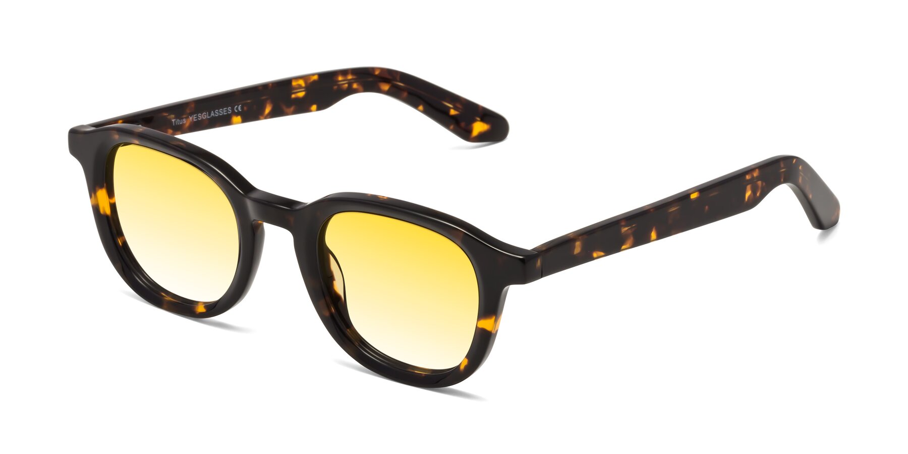 Angle of Titus in Tortoise with Yellow Gradient Lenses