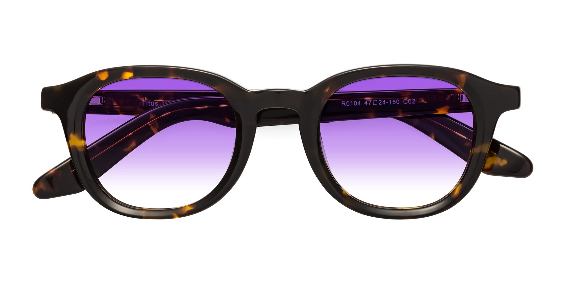 Folded Front of Titus in Tortoise with Purple Gradient Lenses