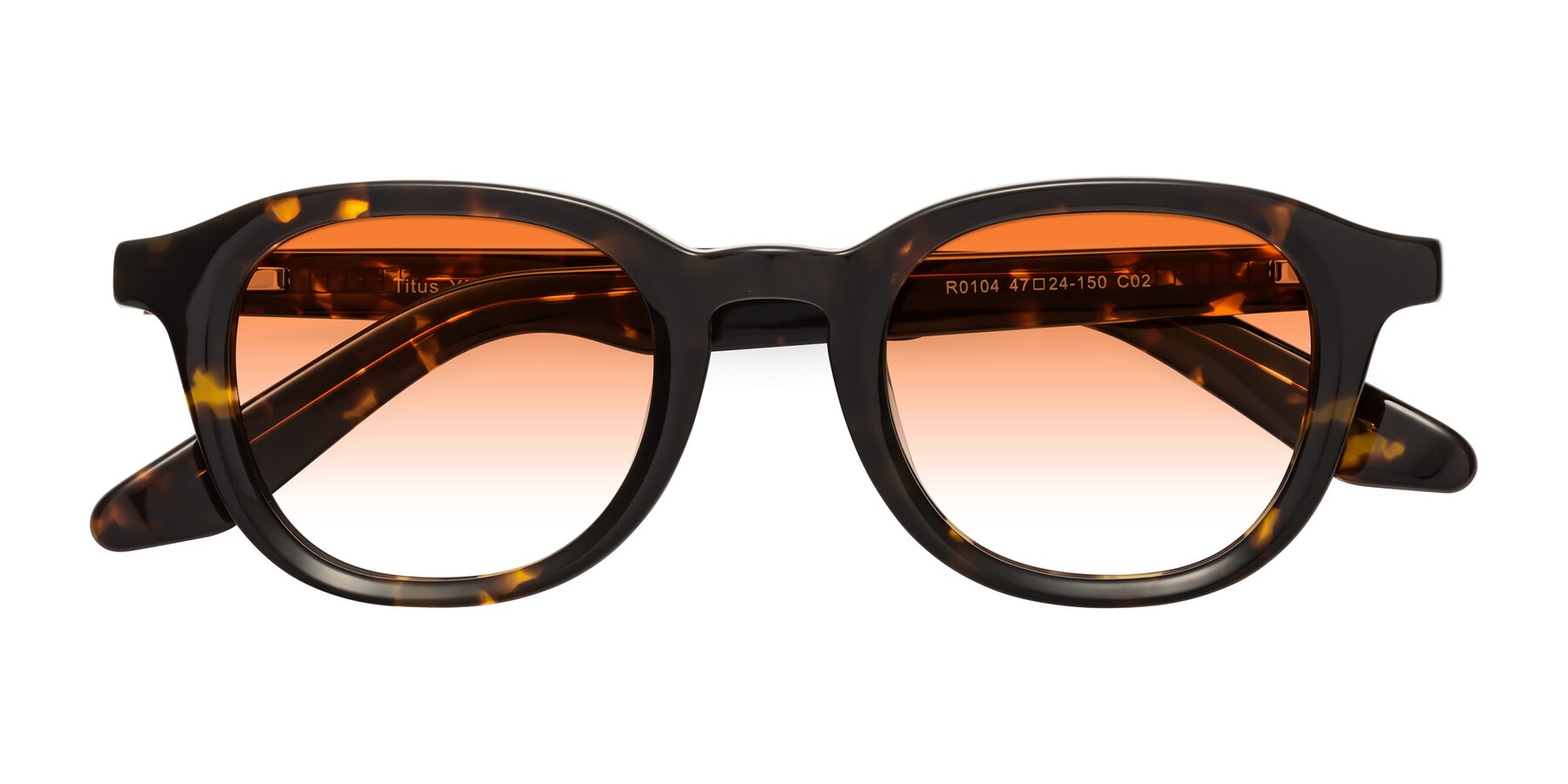 Folded Front of Titus in Tortoise with Orange Gradient Lenses