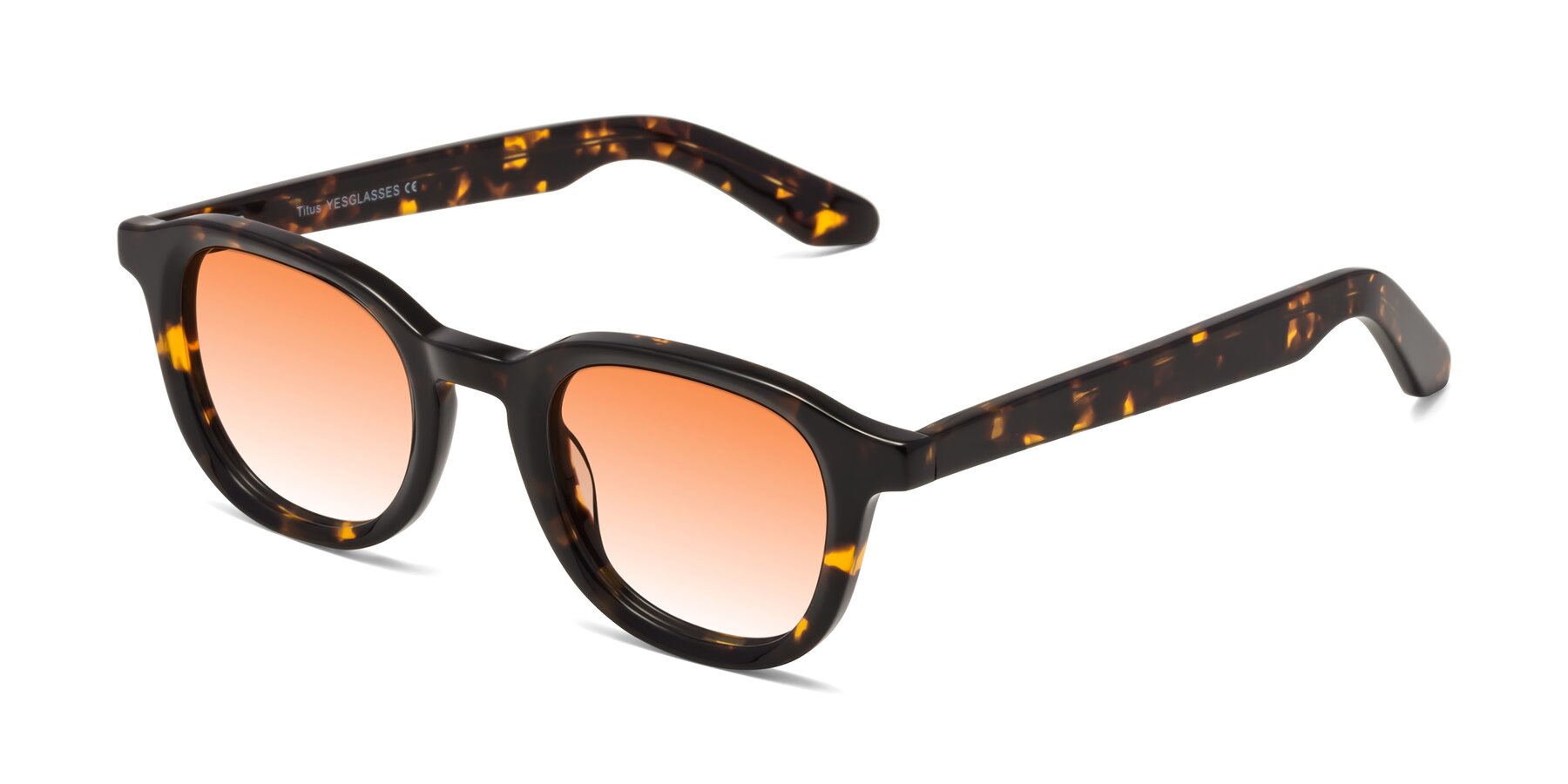 Angle of Titus in Tortoise with Orange Gradient Lenses