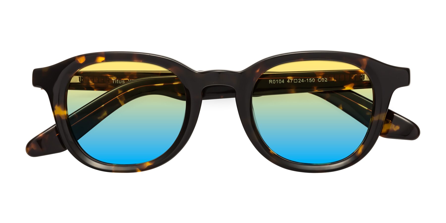 Folded Front of Titus in Tortoise with Yellow / Blue Gradient Lenses