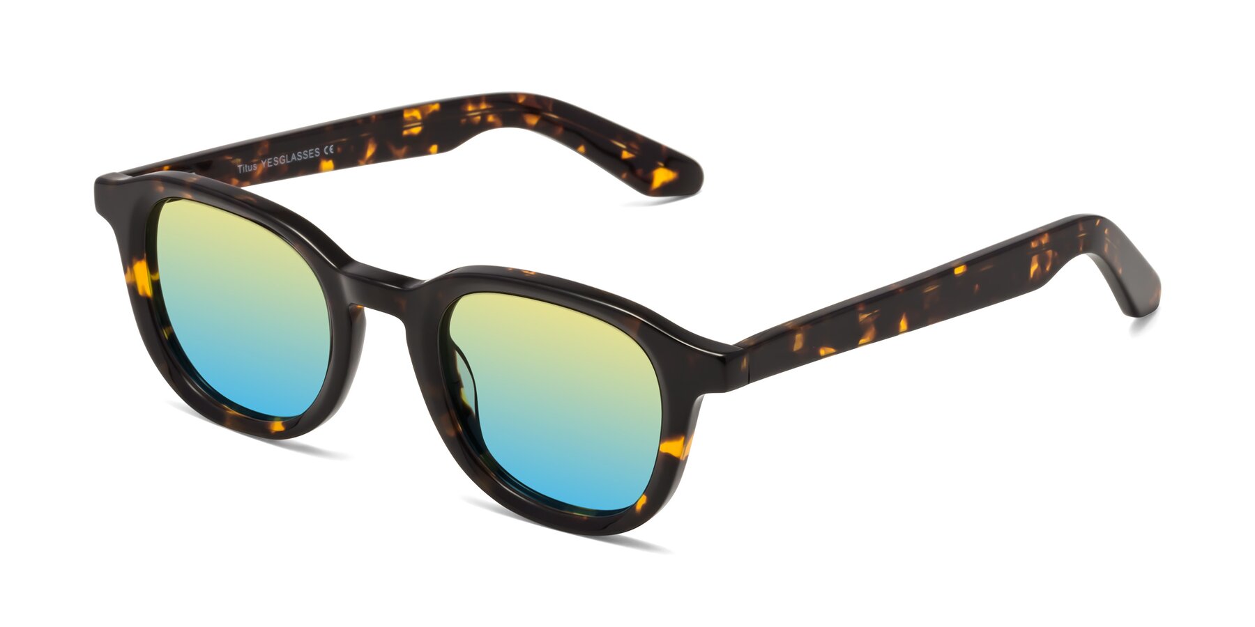 Angle of Titus in Tortoise with Yellow / Blue Gradient Lenses