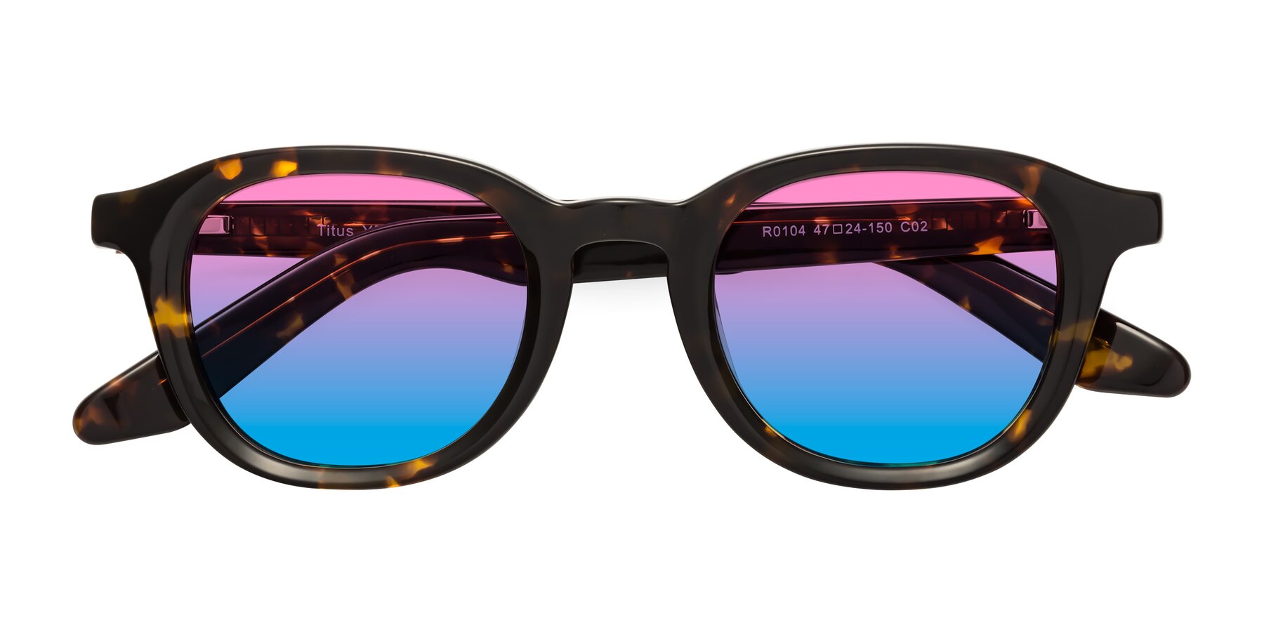 Folded Front of Titus in Tortoise with Pink / Blue Gradient Lenses