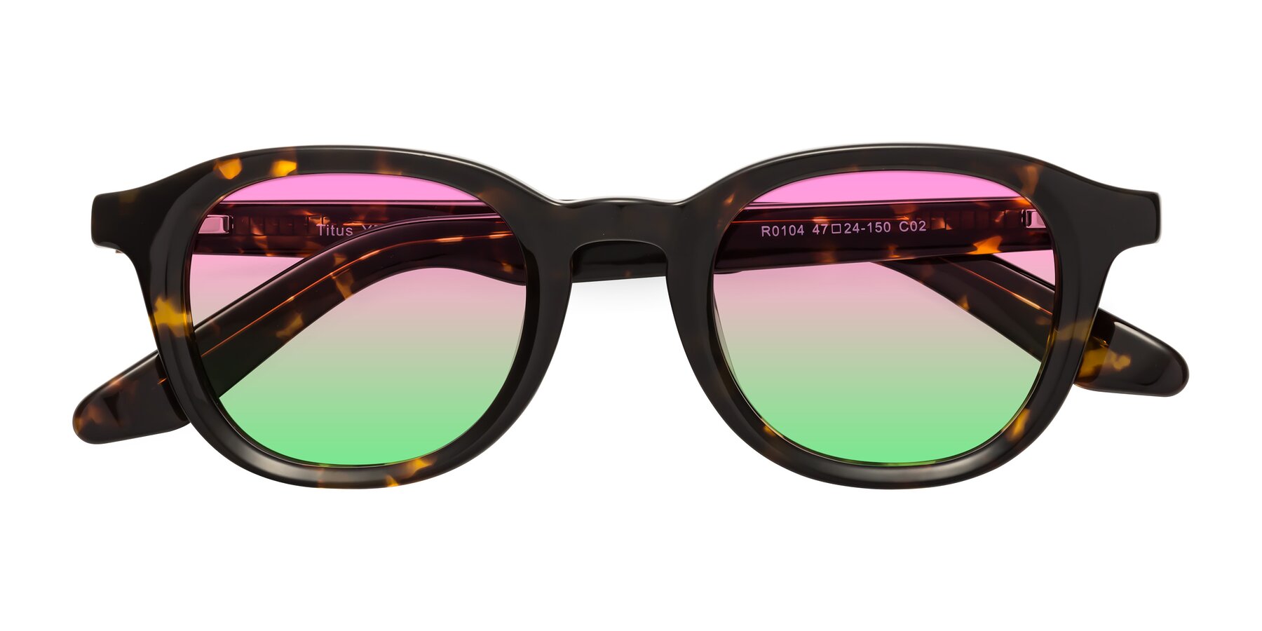 Folded Front of Titus in Tortoise with Pink / Green Gradient Lenses