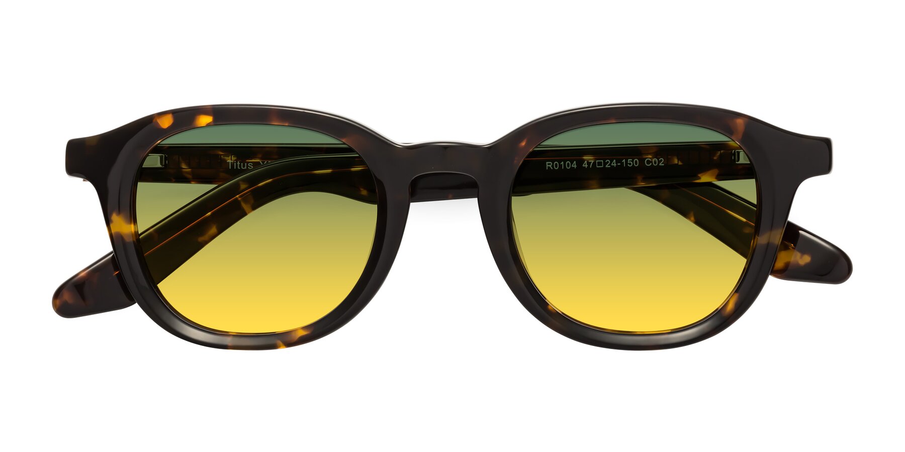 Folded Front of Titus in Tortoise with Green / Yellow Gradient Lenses