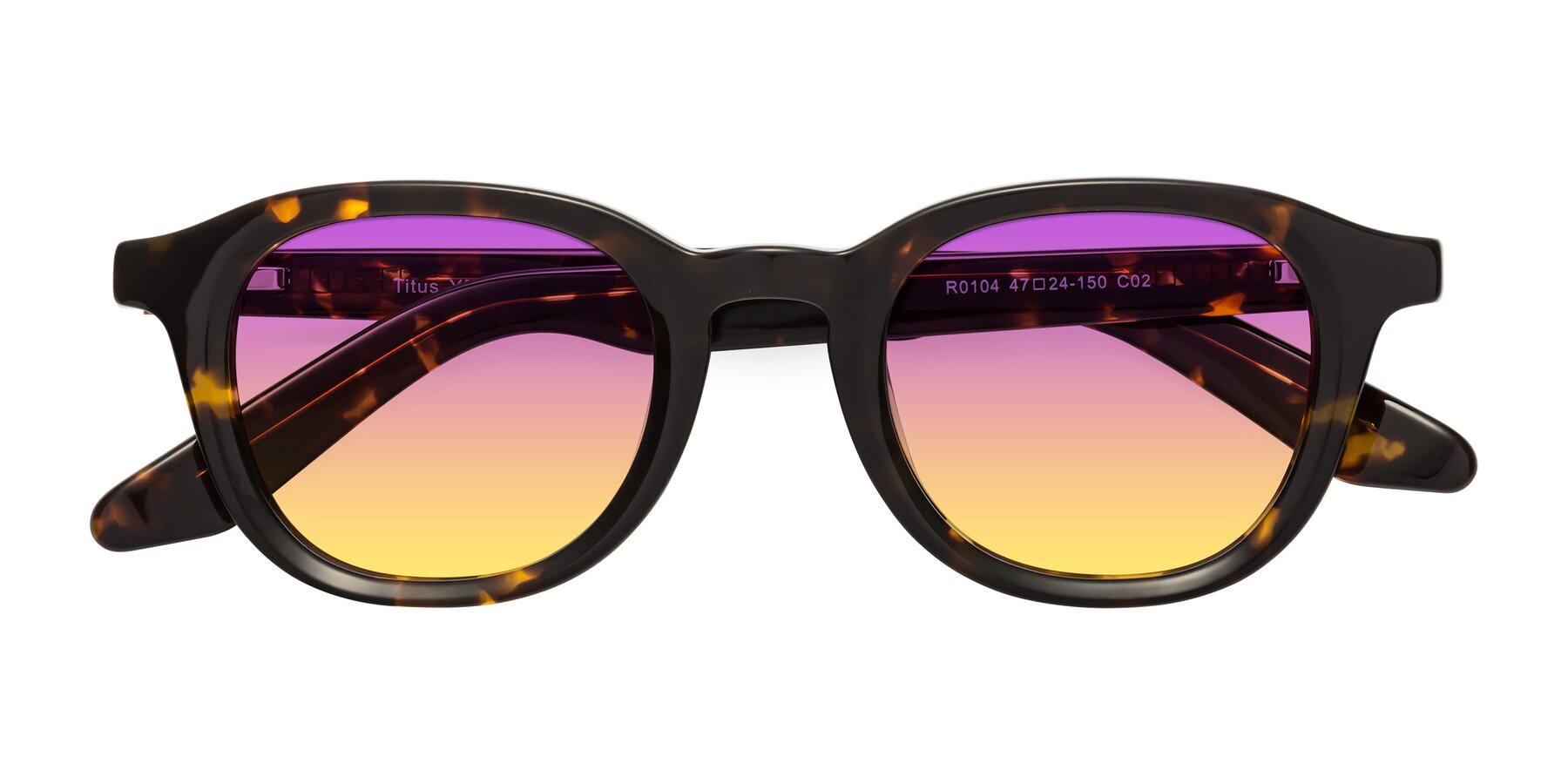 Folded Front of Titus in Tortoise with Purple / Yellow Gradient Lenses