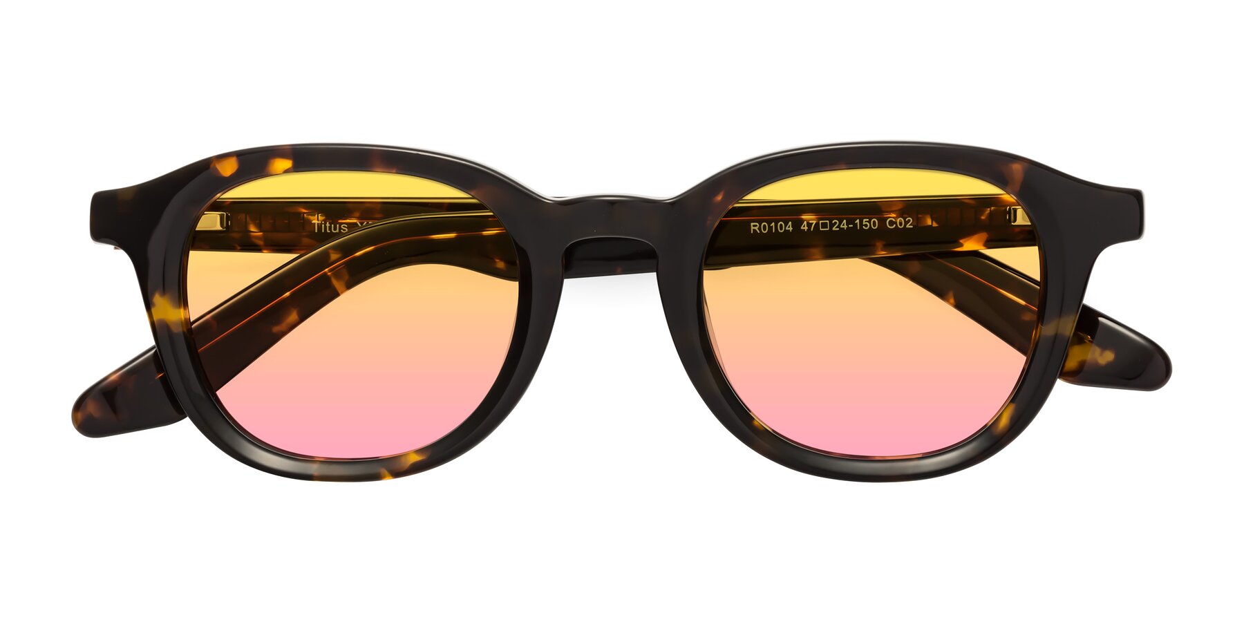 Folded Front of Titus in Tortoise with Yellow / Pink Gradient Lenses