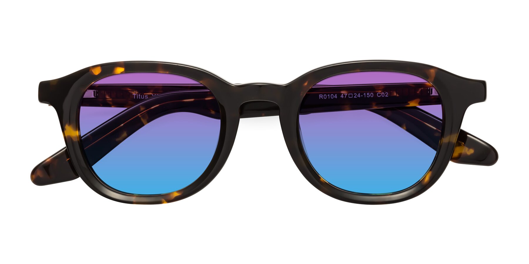 Folded Front of Titus in Tortoise with Purple / Blue Gradient Lenses