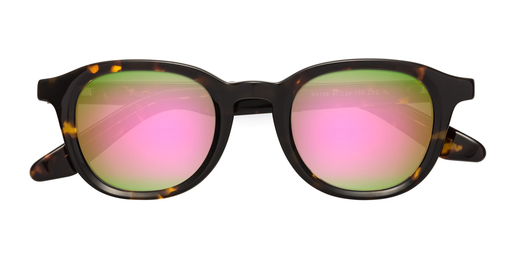 Folded Front of Titus in Tortoise with Pink Mirrored Lenses