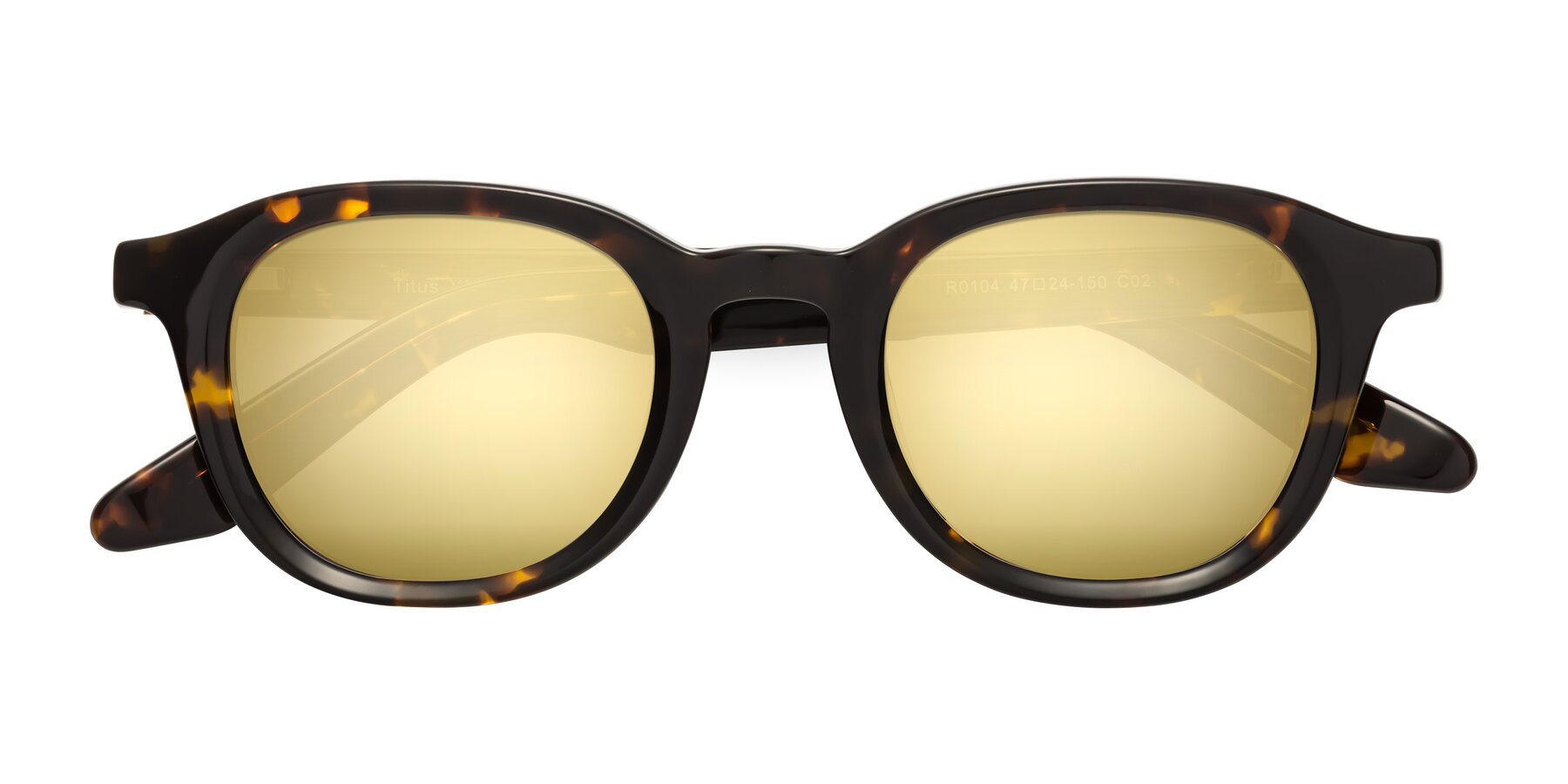 Folded Front of Titus in Tortoise with Gold Mirrored Lenses