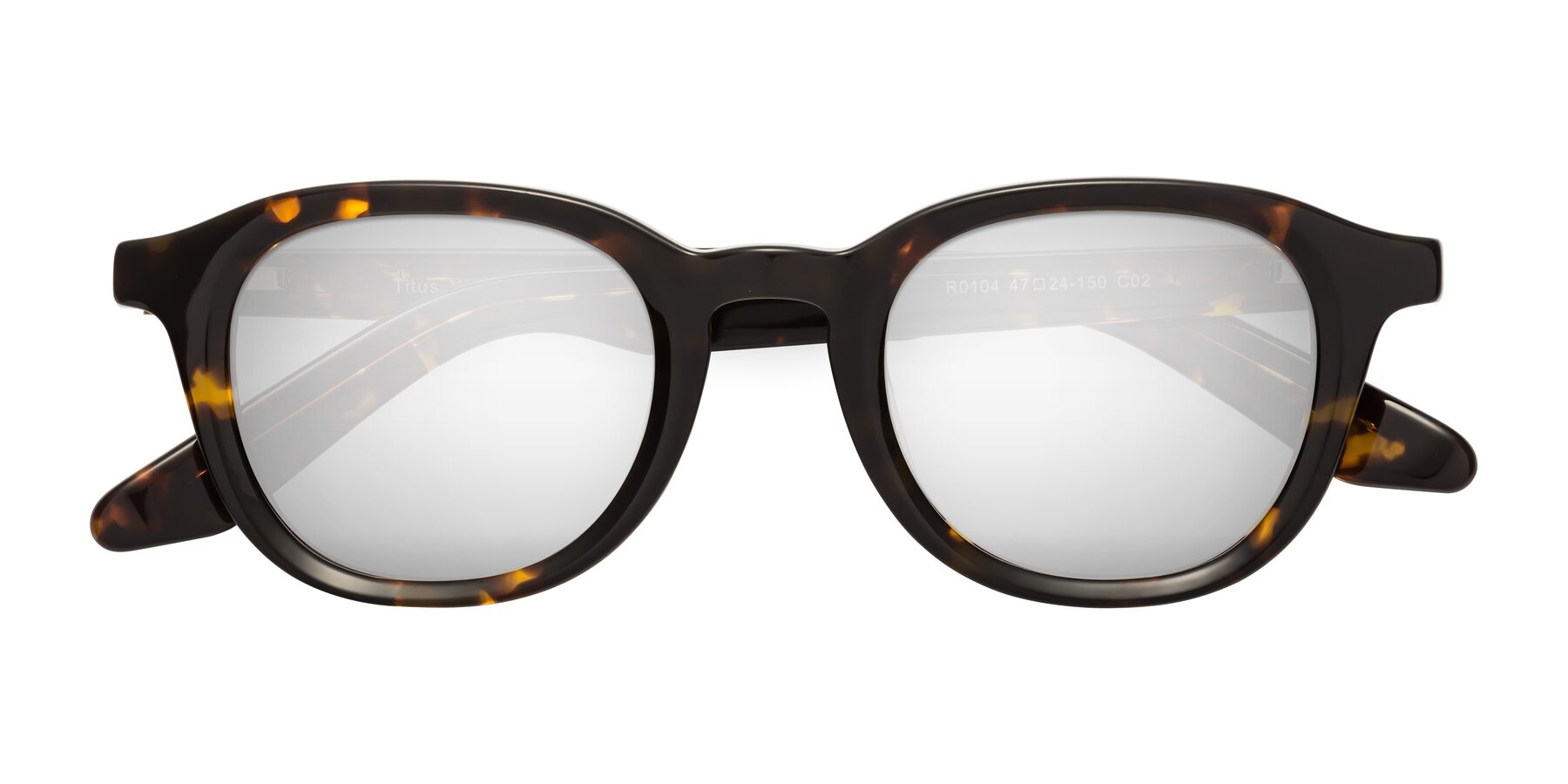 Folded Front of Titus in Tortoise with Silver Mirrored Lenses