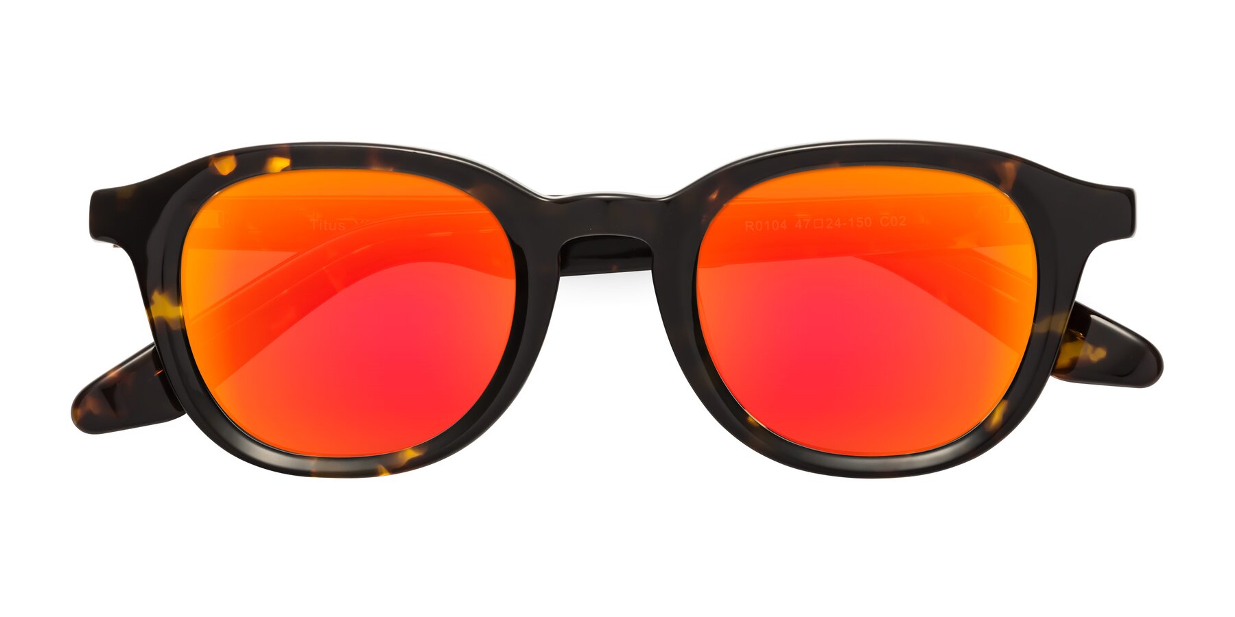 Folded Front of Titus in Tortoise with Red Gold Mirrored Lenses