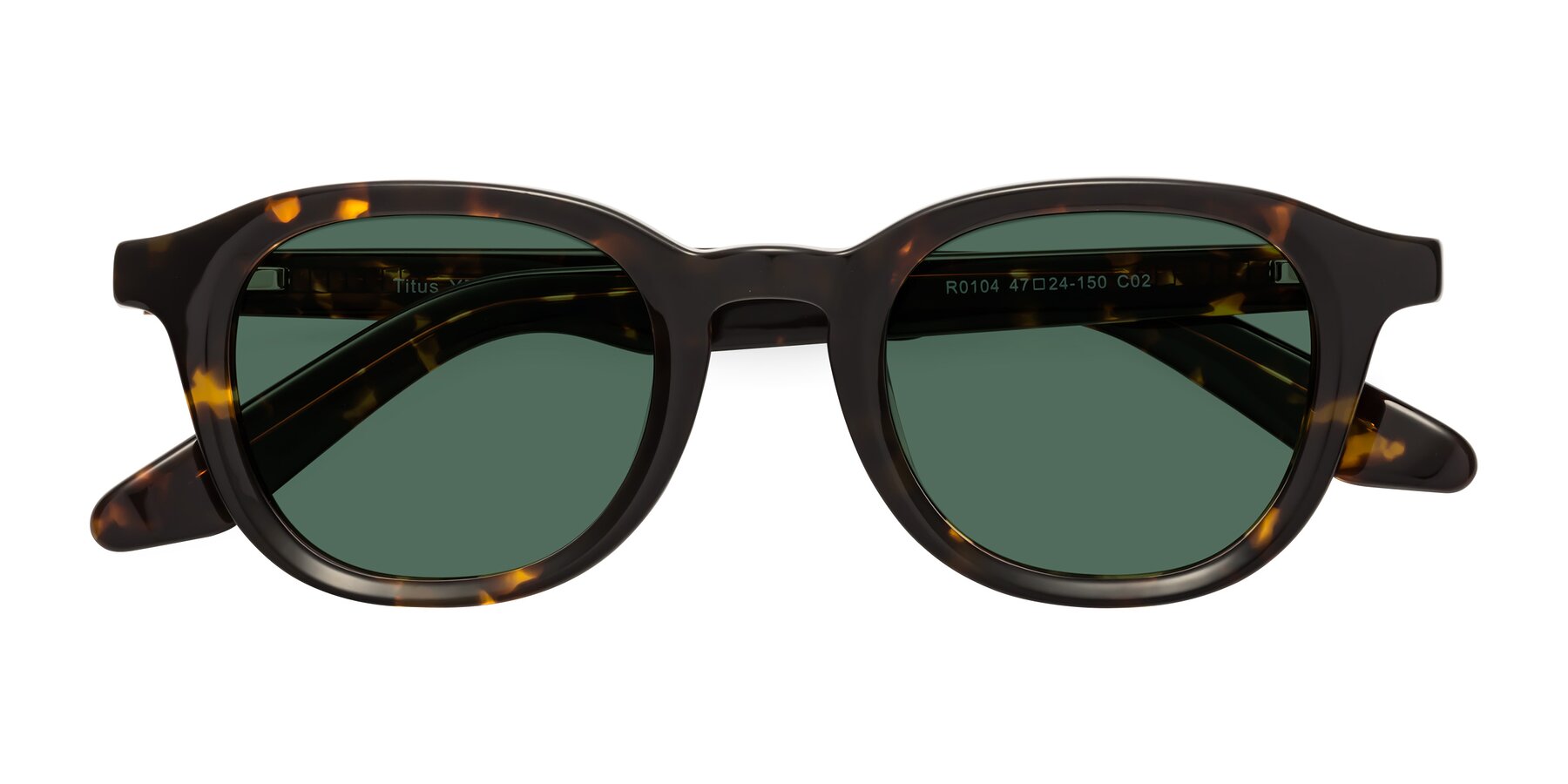 Folded Front of Titus in Tortoise with Green Polarized Lenses