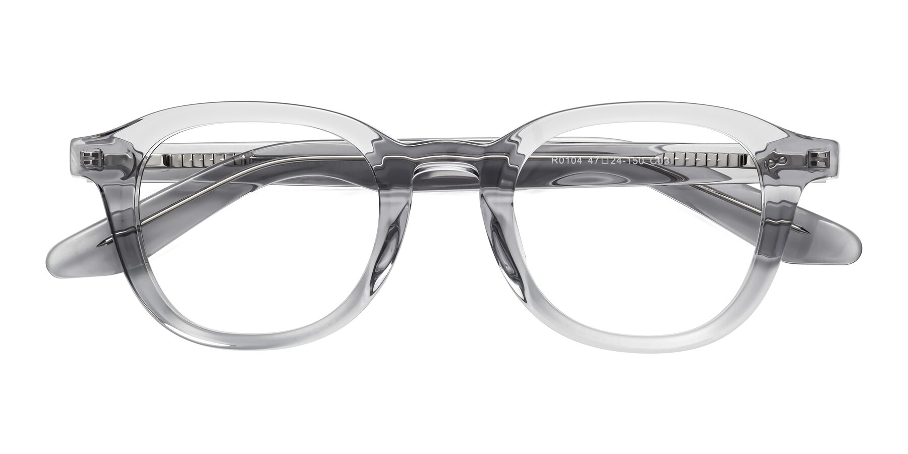 Folded Front of Titus in Transparent Gray with Clear Blue Light Blocking Lenses