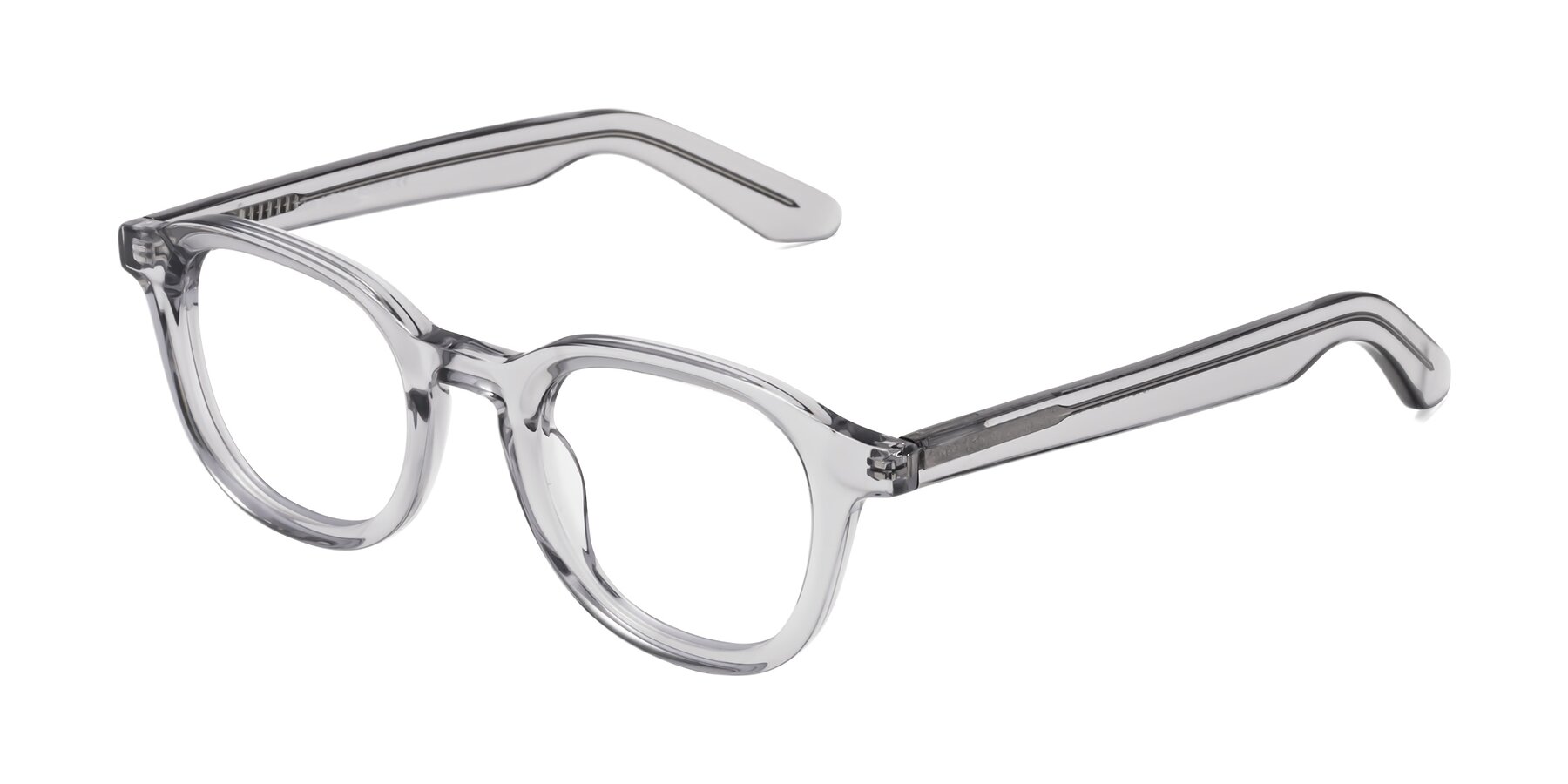 Angle of Titus in Transparent Gray with Clear Reading Eyeglass Lenses