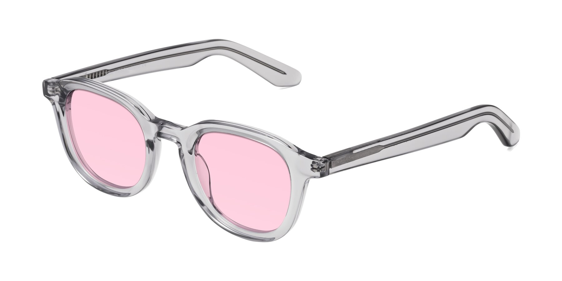 Angle of Titus in Transparent Gray with Light Pink Tinted Lenses