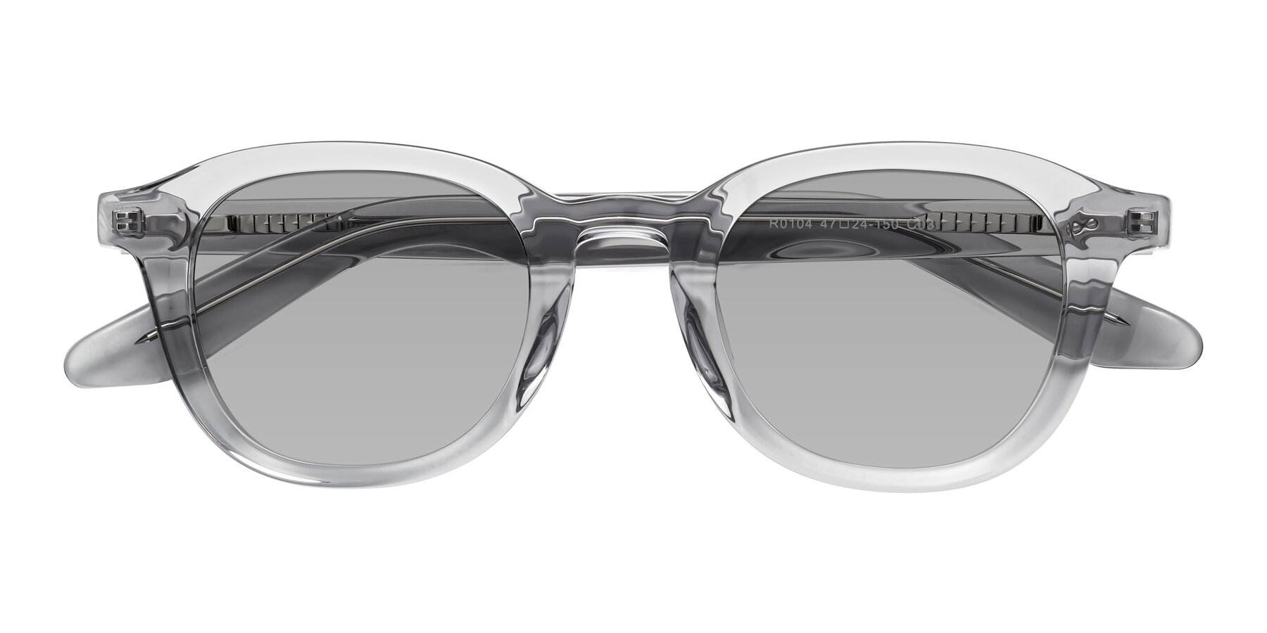 Folded Front of Titus in Transparent Gray with Light Gray Tinted Lenses