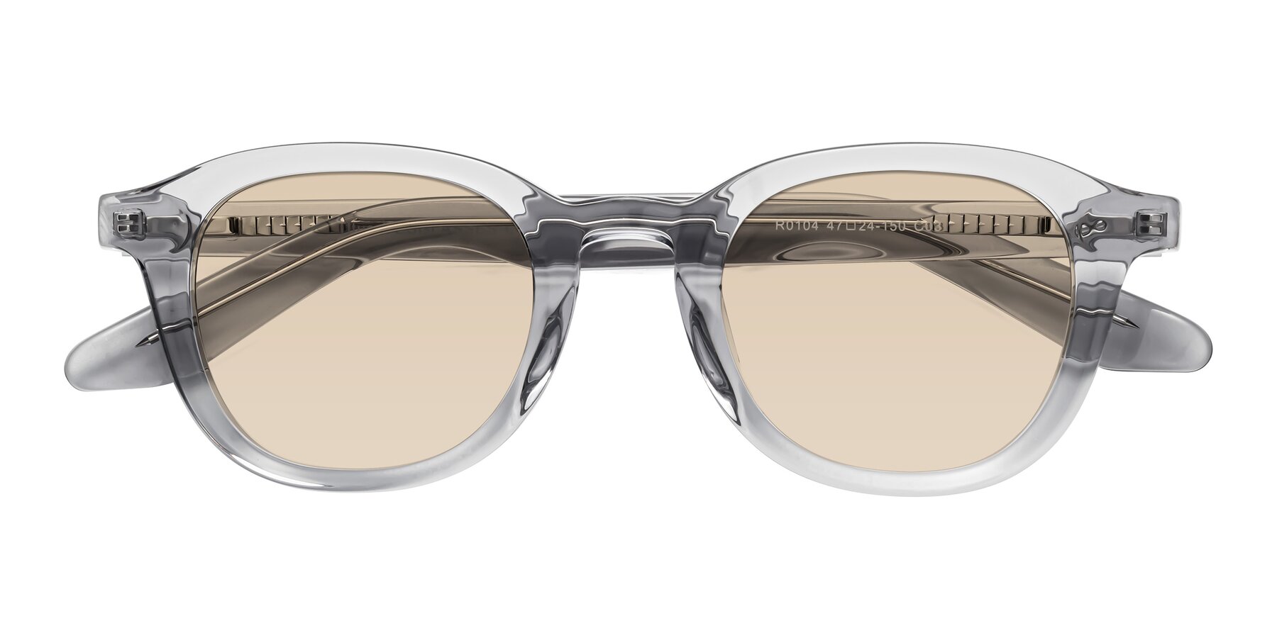 Folded Front of Titus in Transparent Gray with Light Brown Tinted Lenses