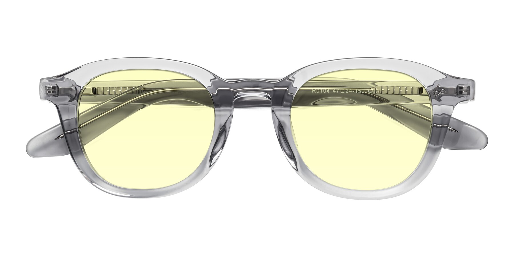 Folded Front of Titus in Transparent Gray with Light Yellow Tinted Lenses