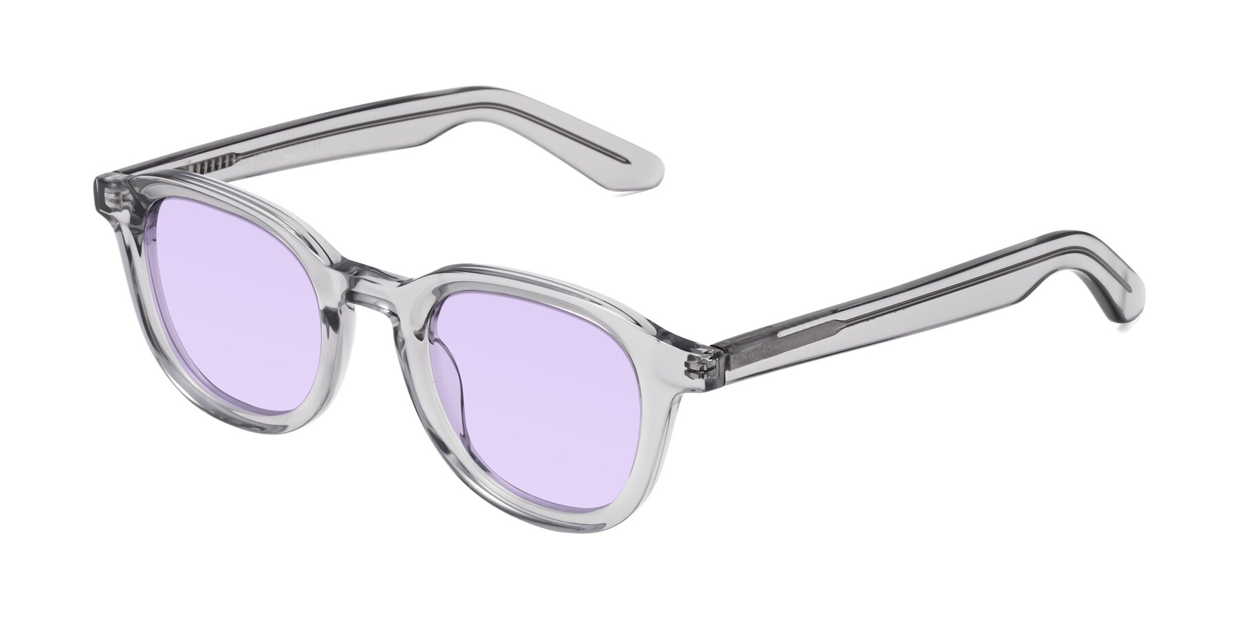 Angle of Titus in Transparent Gray with Light Purple Tinted Lenses