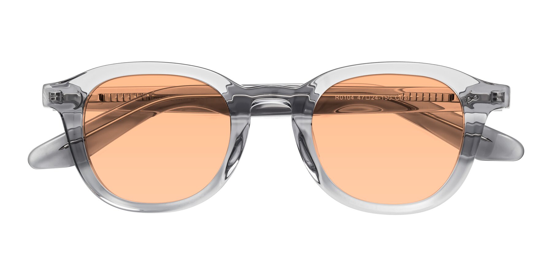 Folded Front of Titus in Transparent Gray with Light Orange Tinted Lenses