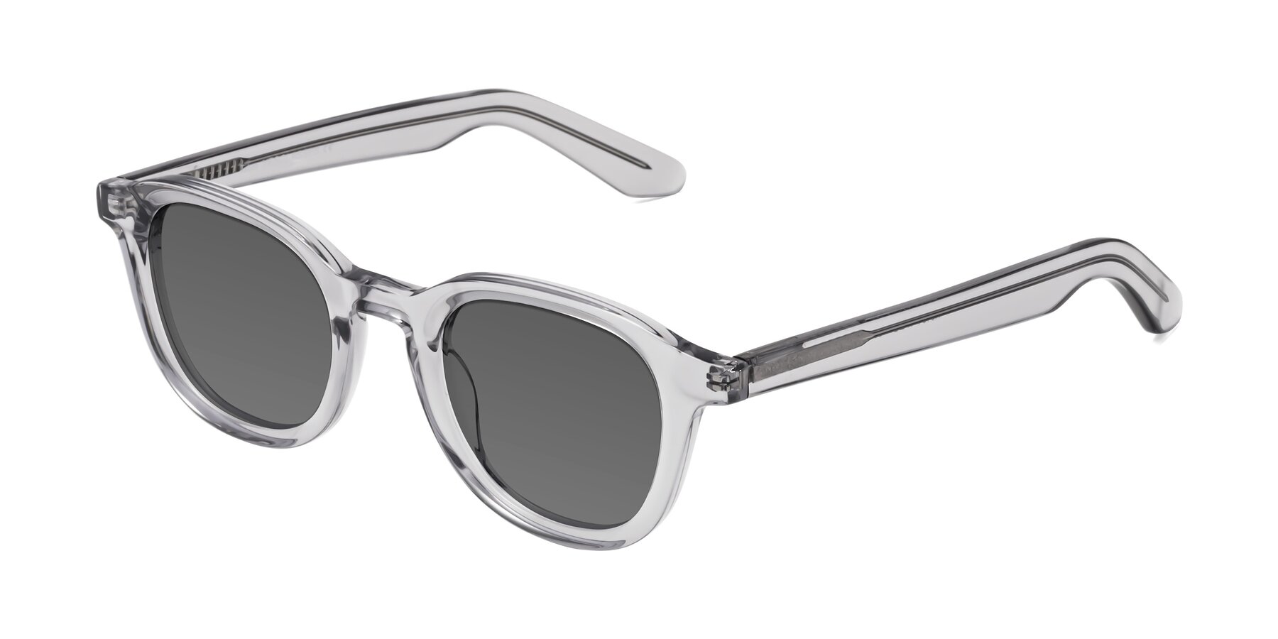 Angle of Titus in Transparent Gray with Medium Gray Tinted Lenses