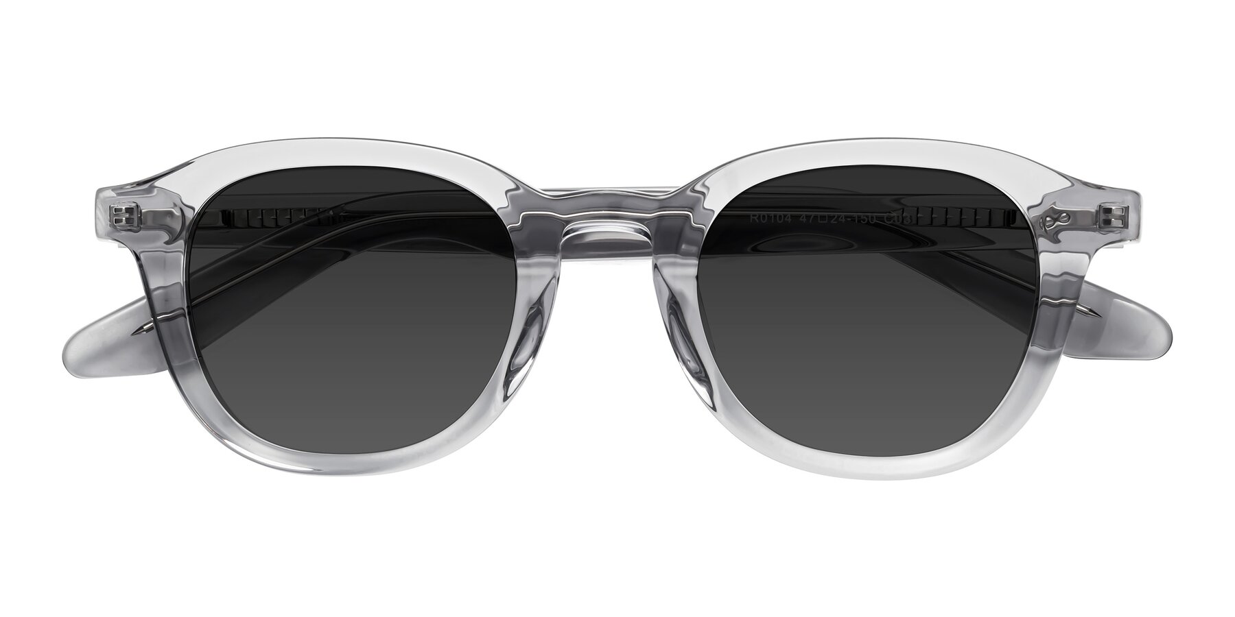 Folded Front of Titus in Transparent Gray with Gray Tinted Lenses