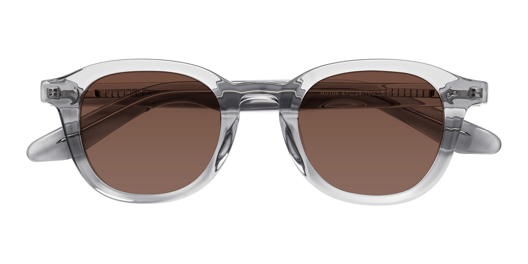 Folded Front of Titus in Transparent Gray with Brown Tinted Lenses