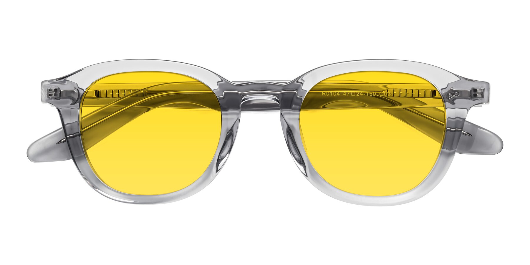 Folded Front of Titus in Transparent Gray with Yellow Tinted Lenses