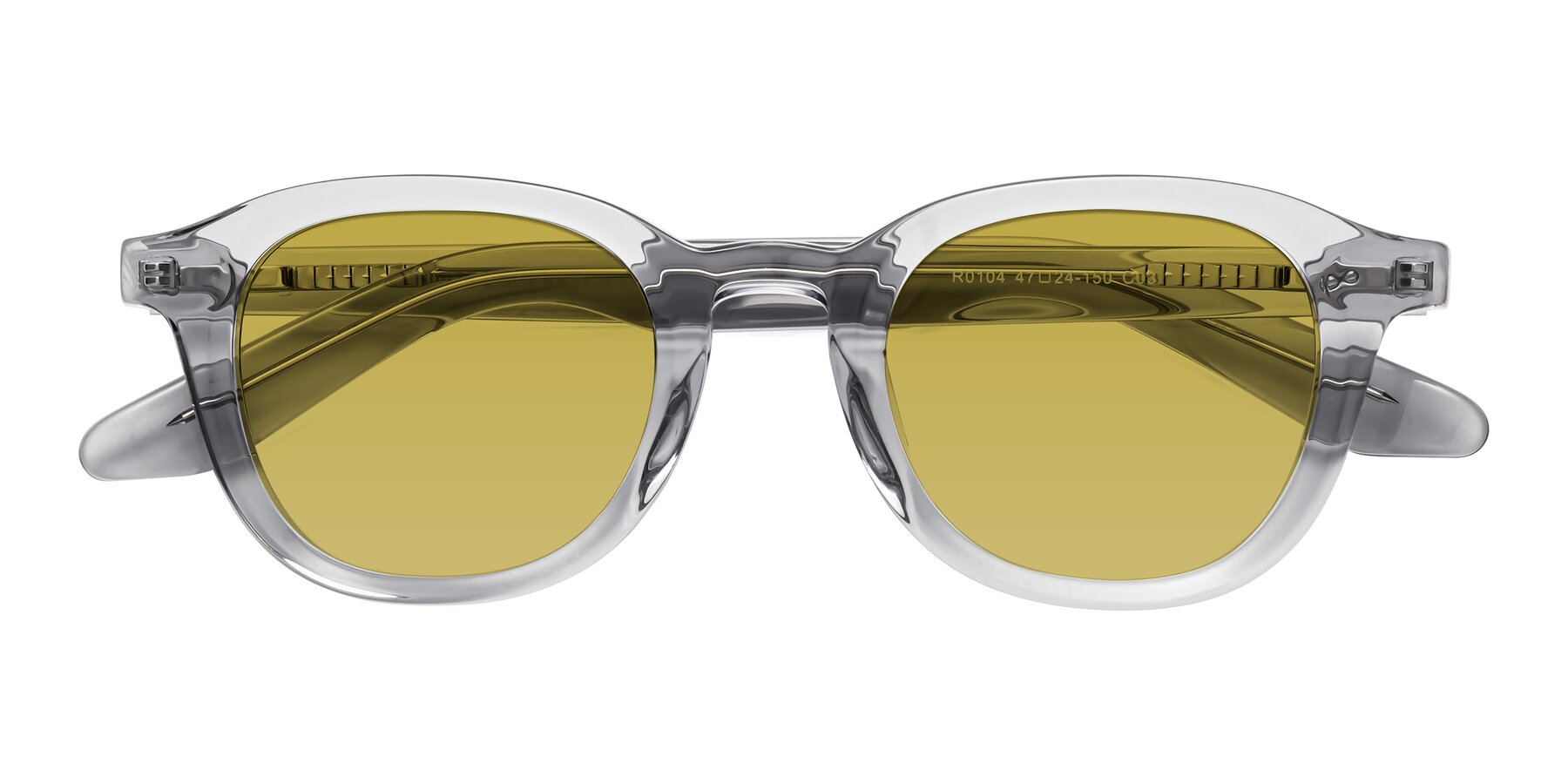 Folded Front of Titus in Transparent Gray with Champagne Tinted Lenses